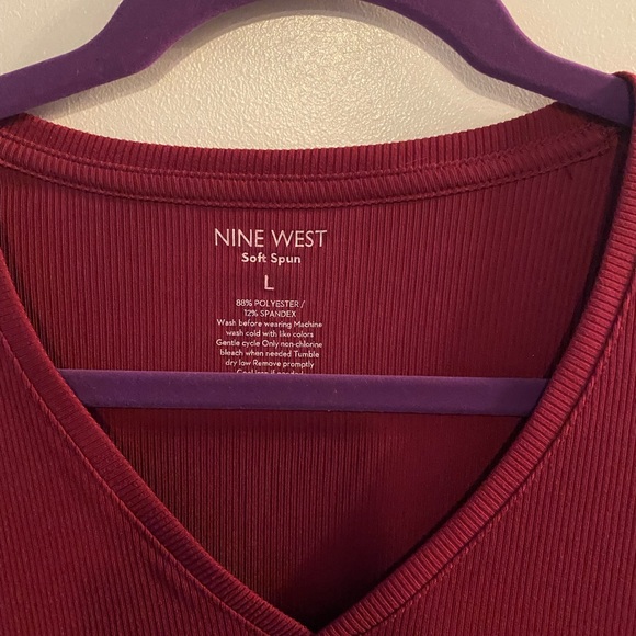 NWT Nine West Large Long Sleeve Top Red - Picture 4 of 4